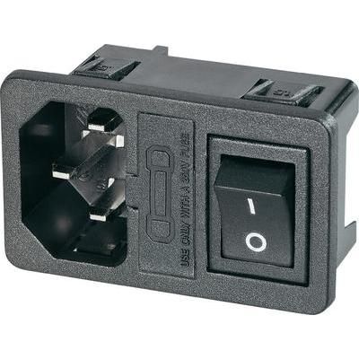 IEC connector C14 Plug, vertical mount Total number of pins: 3 Black K & B 59JR101-1FRS150 1 pc(s)