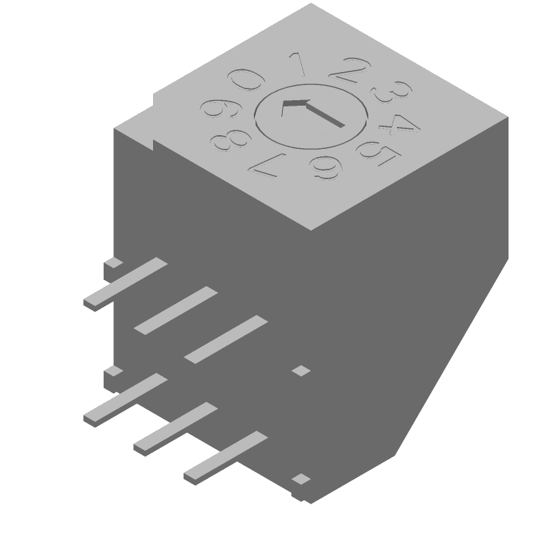 Rotary DIP Switch, 16 Pos, SP16T, Right Angle, Through Hole, Gold Contacts