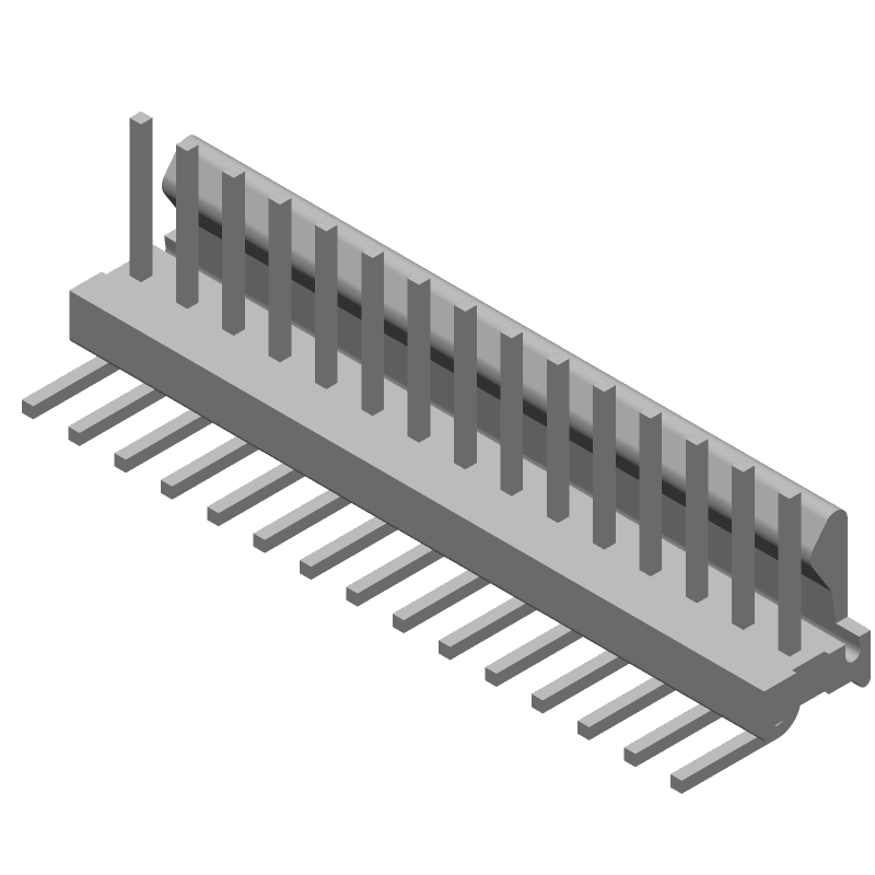 Wire-to-Board Header, 15 Pos, 2.54mm Pitch, RA Solder, Male, 5A