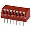 Piano Dip Switch, 7 Switches, SPST, Momentary, 0.15A, 30VDC, Solder Terminal, Through Hole-straight, ROHS COMPLIANT