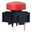 SPST Off-Mom Switch, 50VDC, 25mA, Red Actuator, Through Hole