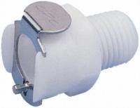 Straight Male 3/8in Coupling Body - Valved, Thread Mount, 3/8 in R Male, Acetal