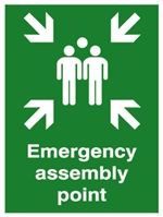 Signs & Labels Plastic Assembly Point Sign with English Text Self-Adhesive, 420 x 594mm
