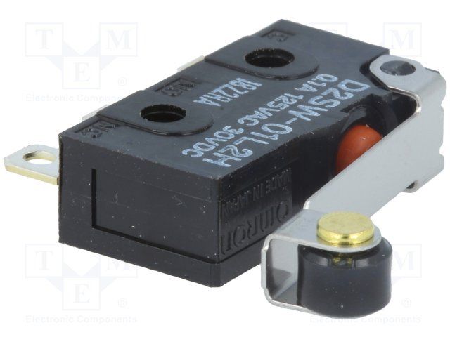 SPDT Microswitch, 100mA, Roller Lever, Solder, 125VAC/30VDC