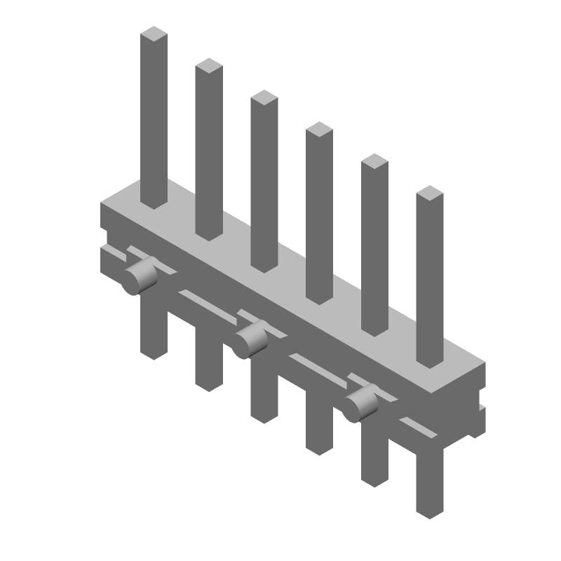 6 Pos Male Header, 2.54mm Pitch, 3A, Gold/Tin Plated