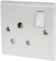 Deta Glacier White 1 Gang Urea Formaldehyde Switched Electrical Socket, BS 546, 15A, Flush Mount, IP2X