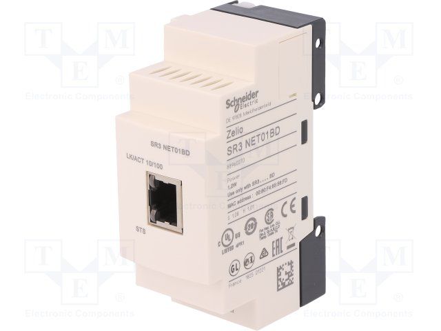 SCHNEIDER ELECTRIC         SR3NET01BD            ETHERNET, COMMUNICATION MODULE, 24V