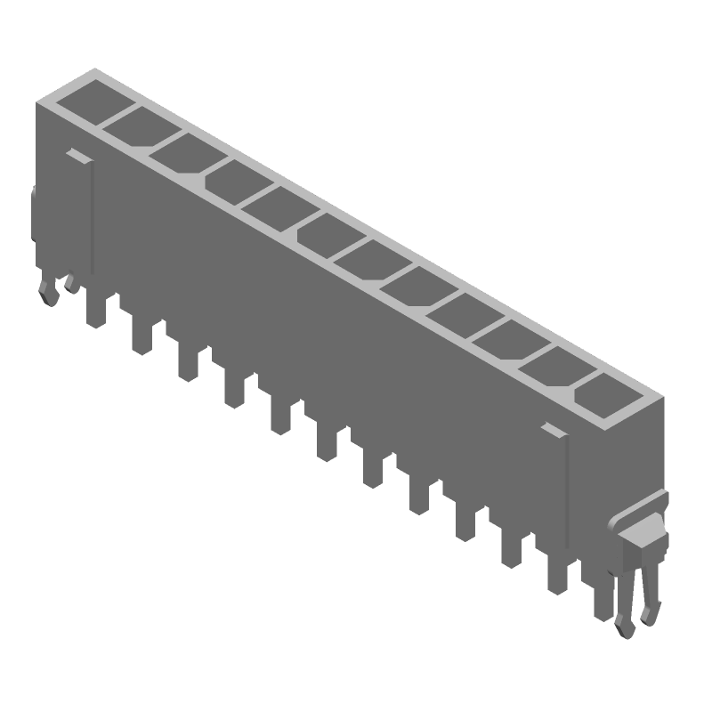 12 Pos Power Connector, 3mm Pitch, Gold Brass, 250V, 5A, Straight