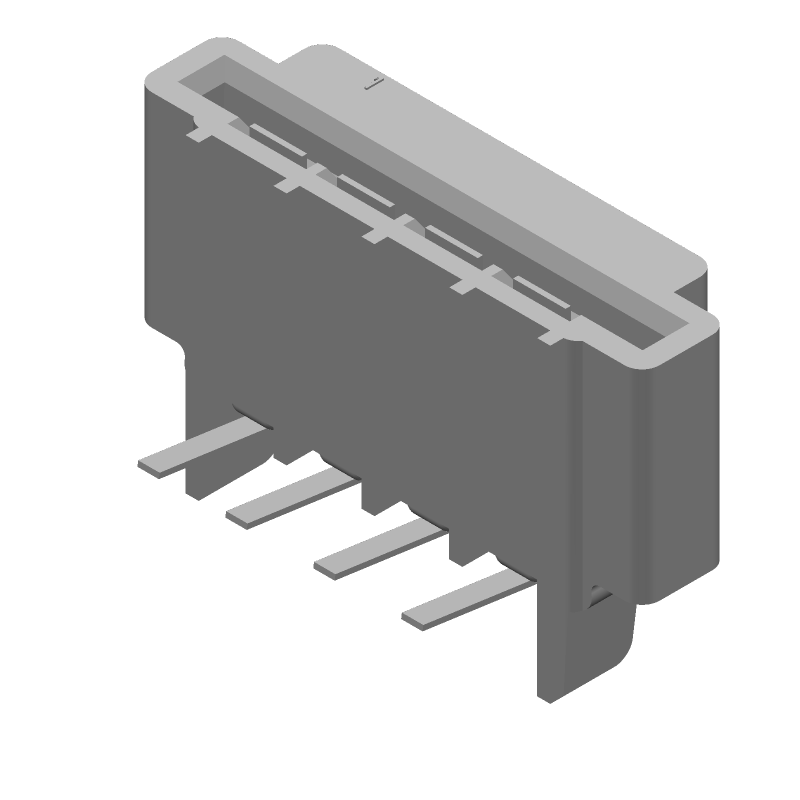 FFC/FPC Connector, 4 Pos, 2.54mm Pitch, Right Angle, Thru-Hole, Socket