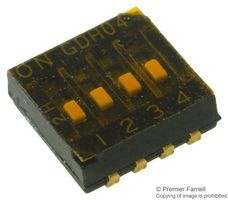 4 Pos SPST Slide DIP Switch, 1.27mm Pitch, SMD, 50VDC