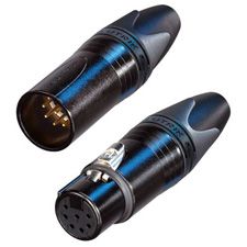 7 Pin Female Power Connector, 5A, 50V, Gold Contacts, Black Metal