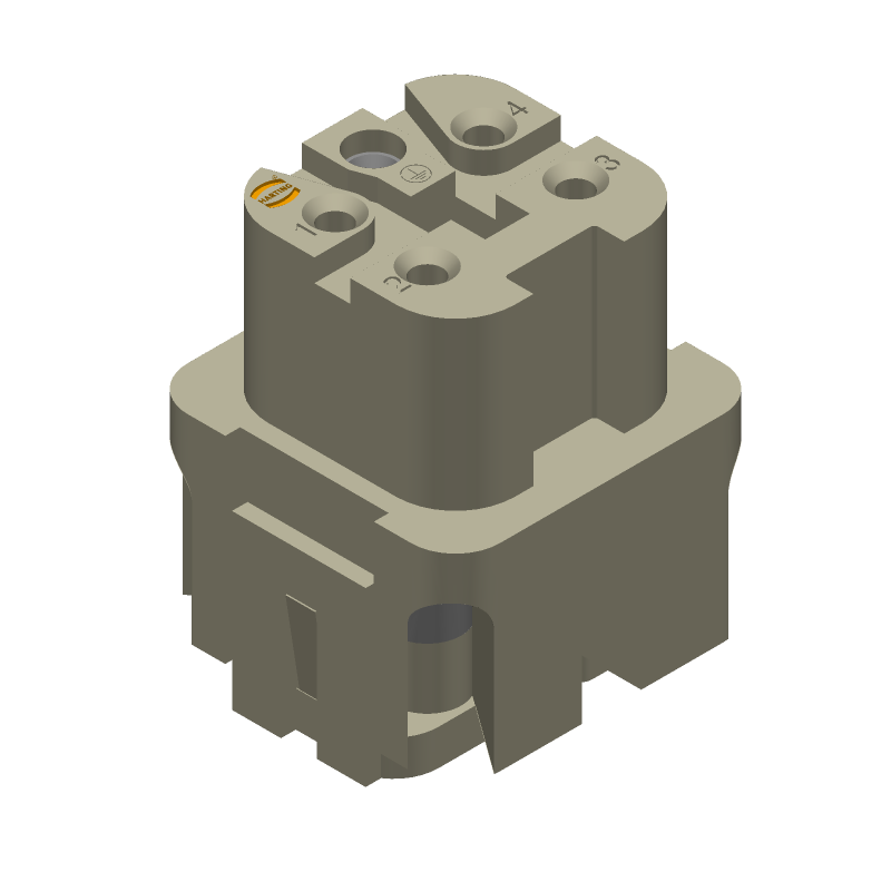 4 Pos Rectangular Connector, Female, 10A, 600V, IP65, Screw Term