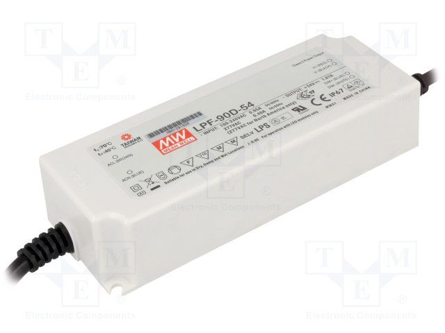 LED Drivers Power Supplies 90.18W 54V 1.67A 90-305VAC Dimming