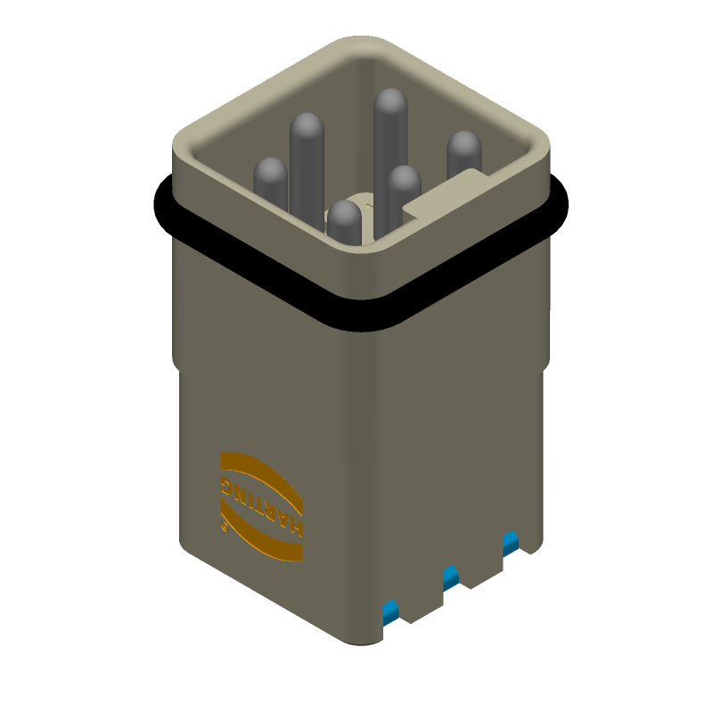 5 Pos Rectangular Connector, 16A, 600V, Crimp, Male, IP65, Grey