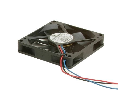 DC Axial Ball Bearing Fan, 24VDC, 4.08 Watts, 0.17 Amps, 4000 RPM, 42.5 Noise dB (A) @ 1M, 42.7 CFM, Size: 80mm sq x...