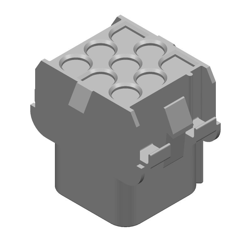 9 Pos Rectangular Housing, 6.35mm Pitch, 19A, 600V, Panel Mount, Red