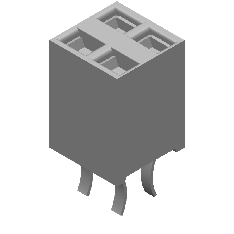 4 Pos 2.54mm Straight Receptacle Header, 2 Rows, 2A