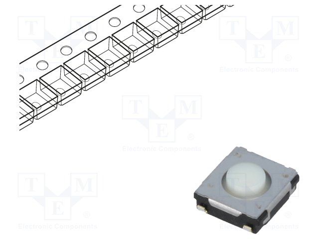 Tactile Switch, SMD, 1.3N, 20mA, 15VDC, SPST, J-Bend