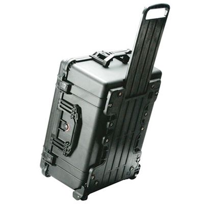 Case;  watertight;  resin;  wheels;  retractable handle;  24-1/2x19-9/16x12;  foam