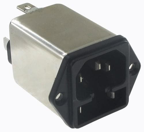 3-Pos Male Mains Power Connector, 6A, 250VAC, Solder, Panel Mount