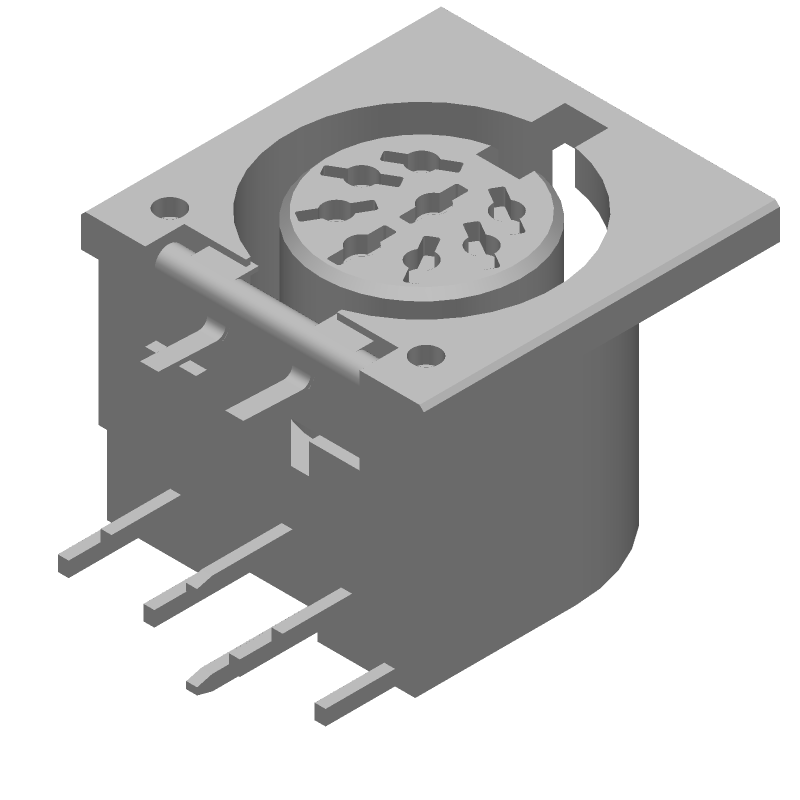 8 Pos Circular Connector, Female, Solder, Right Angle, 7.5A, 250V