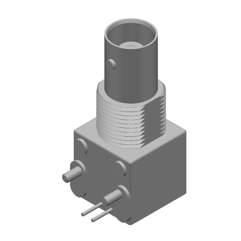 Right Angle RF Connector, 4GHz, 50 Ohm, Female, Solder, Nickel/Gold