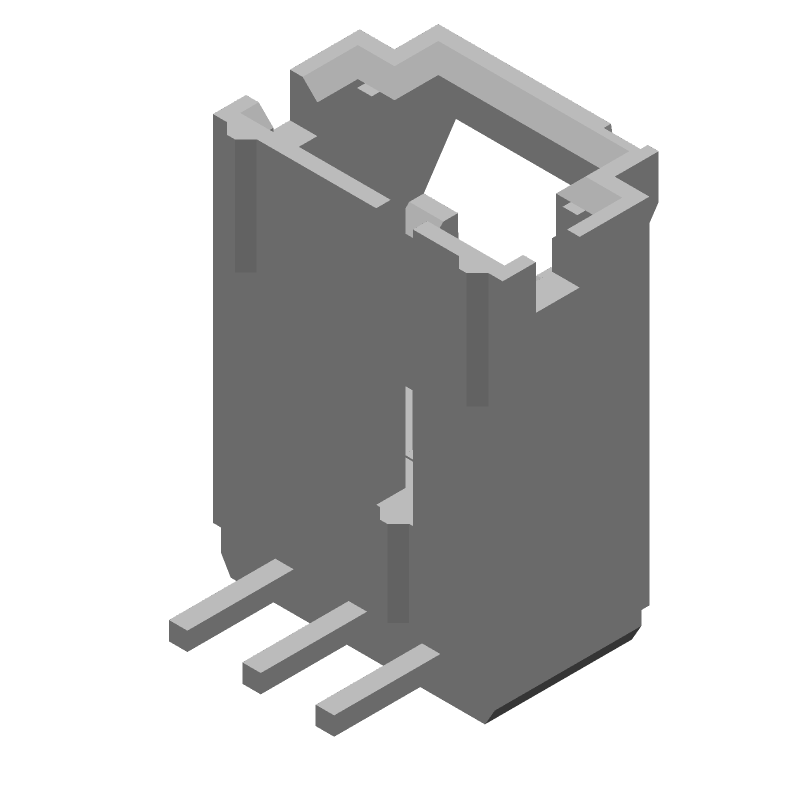 3A 3 Pos Male Pin Header, Right Angle, Gold, Through Hole