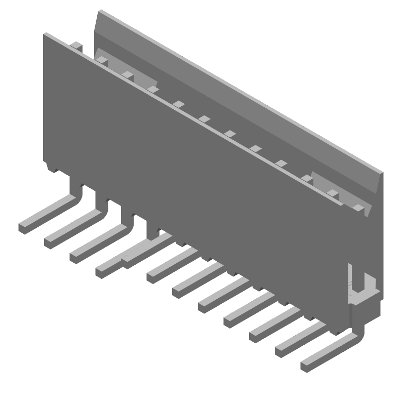 2.54mm RA Shrouded Header, 12 Pos, 3A, Male Pin, Thru-Hole