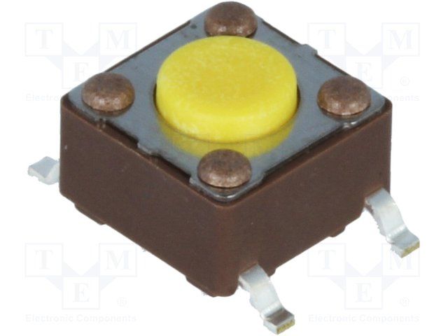 Switch Tactile N.O. SPST Round Button Gull Wing 0.05A 12VDC 5.1N SMD Tube