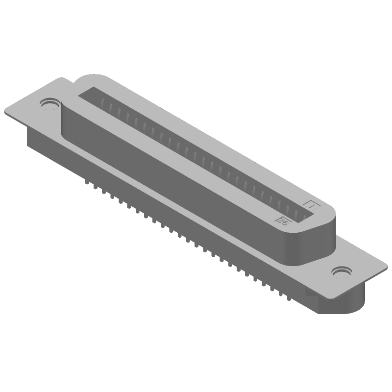 50 Pos Shielded RJ45 Connector, Straight, Through Hole, Gold Contacts