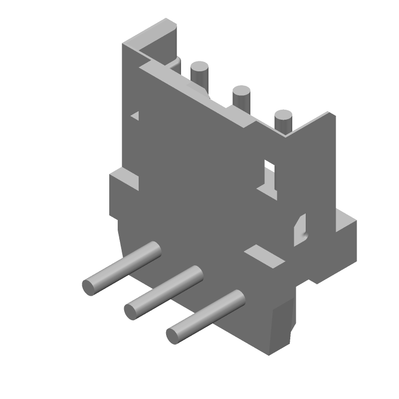 3 Pos 2mm Pitch MT HDR Assy, 2A, 125V, Tin, Nylon, Right Angle