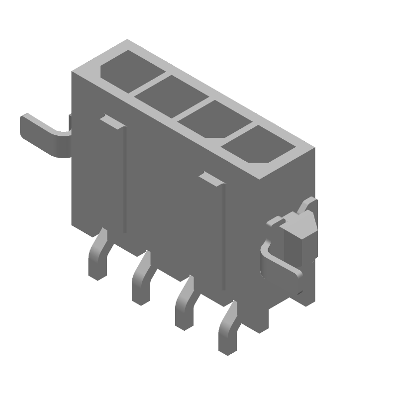 4 Pos Rectangular Connector, Wire-to-Board, 5A, Gold, SMD, Right Angle