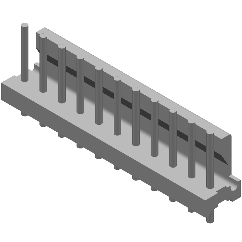 Wire to Board Header, 11 Pos, 7A, 600V, Straight, Solder, TH