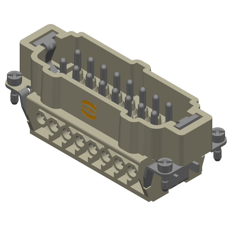16 Pos Rectangular Connector, Male, Straight, 16A, 500V, IP65