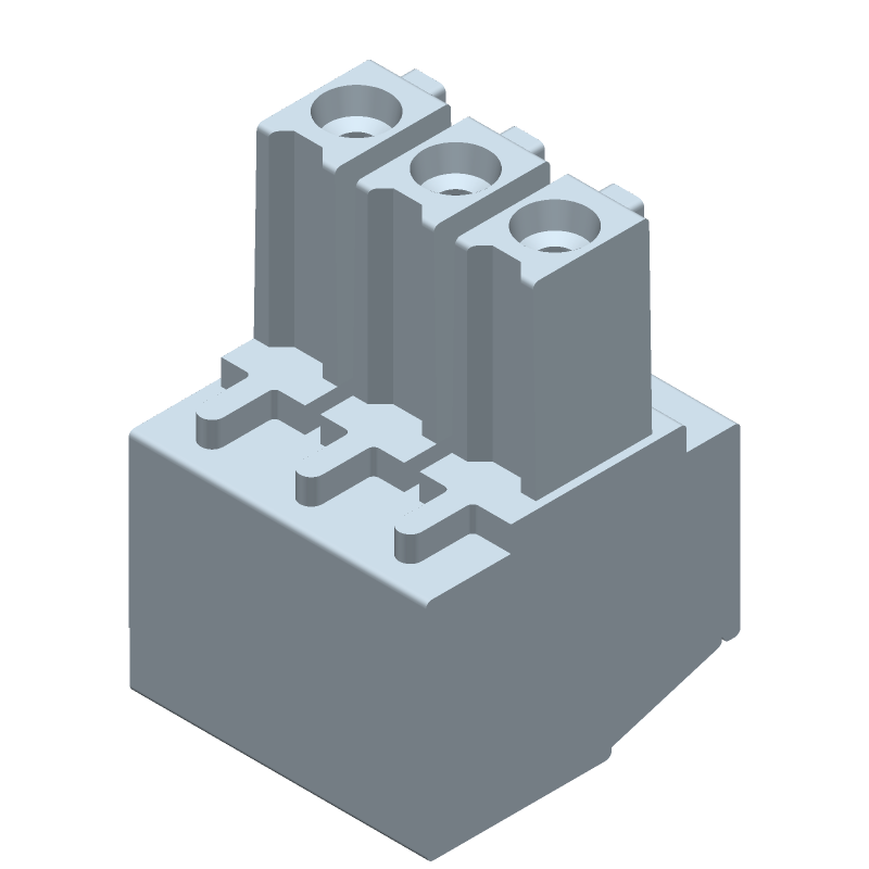 3 Pos 3.5mm RA Screw Terminal Block, 11A, 300V, Blue