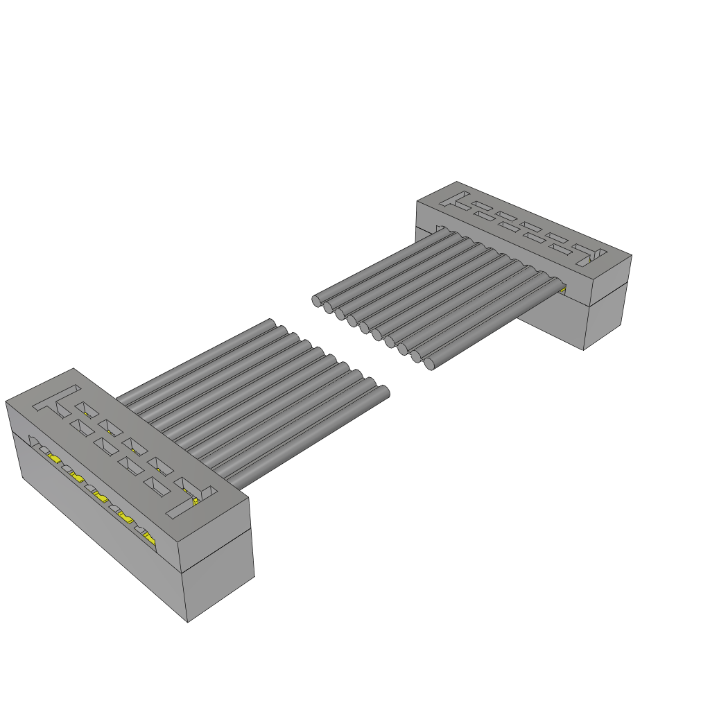 Cable Assembly 0.355m 28AWG 2mm 10 to 10 POS IDC Connector to 2(IDC Connector) F-F TIGER EYE™ Bulk