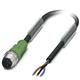 Sensor/actuator cable, 3-pos., PUR halogen-free black, straight M12 plug on free conductor end, cable length: 3 m