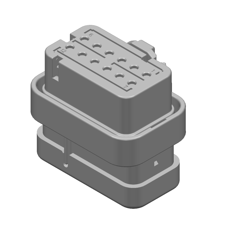 12P Wire-to-Wire Plug Assy, Grey PBT, 125°C, UL94 HB