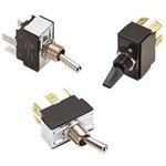 Switch Toggle (ON) OFF (ON) DPDT Bat Lever Quick Conn 15A 250VAC 559.27VA Panel Mount with Threads