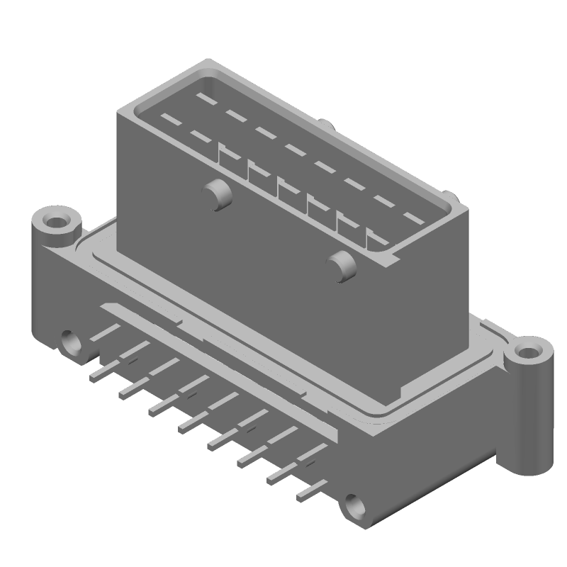16 Pos Rectangular Connector, Right Angle, Through Hole, Signal, 3mm Tab