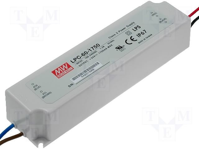 59.5W 34V 1.75A AC/DC Enclosed Power Supply