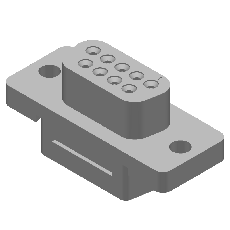D-Subminiature Connector, 9 Pos, Female, RA, IDC, Shielded, 250V