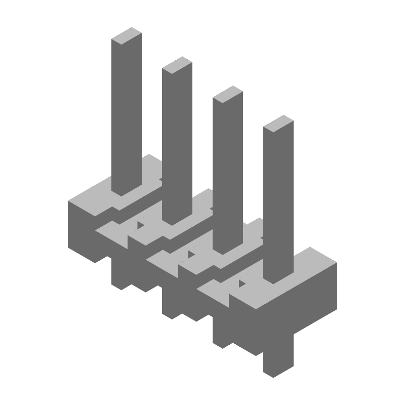 4 Pos 3.96mm Header HDR, Male Pin, Solder, Thru-Hole, 5A