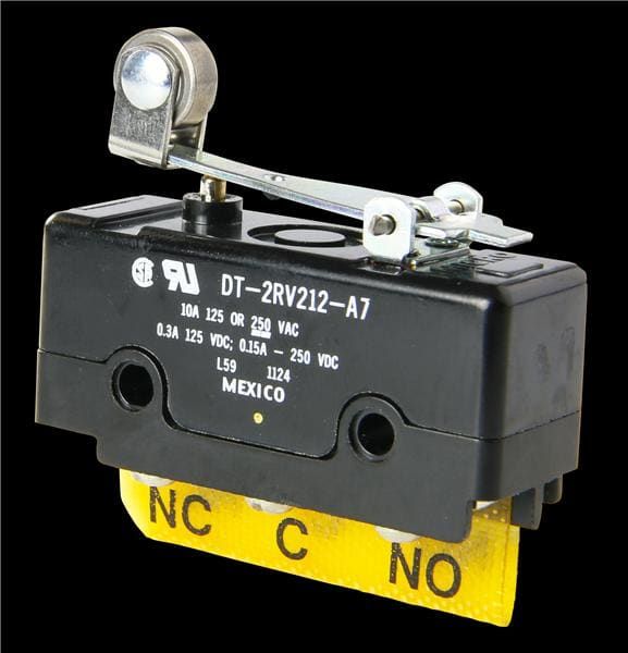 DPDT Snap Action Switch, Roller Lever, 10A 250VAC/VDC, Screw Mount