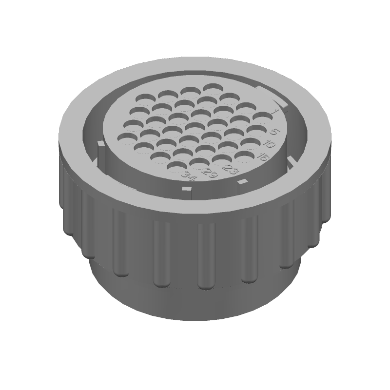 37 Pos Male Circular Connector, 13A, 600V, IP65, Crimp, Size 23
