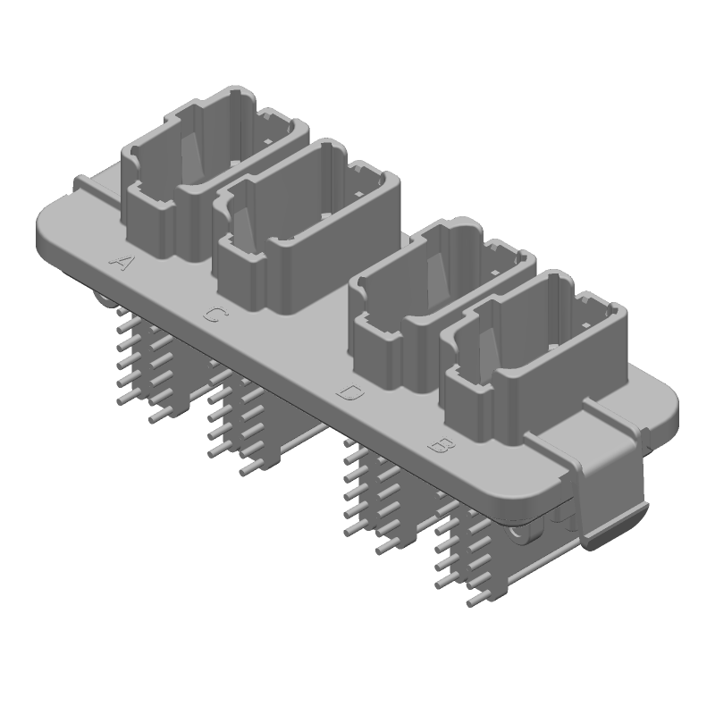 48 Pos Rectangular Connector, Male Pin, Right Angle, 250V