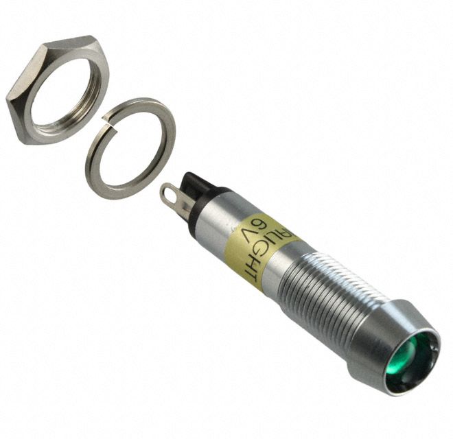 Green LED Panel Mount Indicator, 12V, 110mcd, 15mA