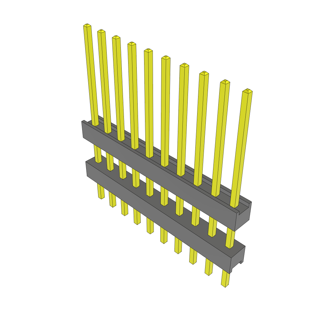 10-Contact HDR Board Stacker, 2.54mm Pitch, 3A/Contact, -55°C to 125°C