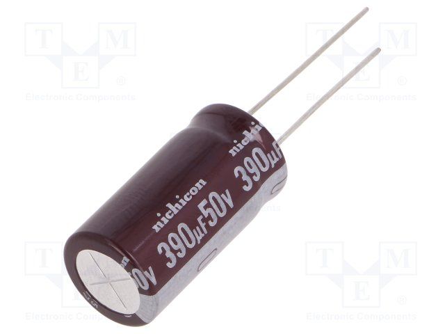 390uF 50V Radial Aluminum Electrolytic Capacitor 5mm Pitch