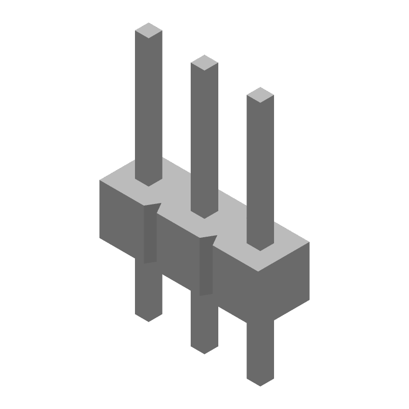 3 POS 2.54mm Straight Thru-Hole Male Header, 3A, Tin-Lead